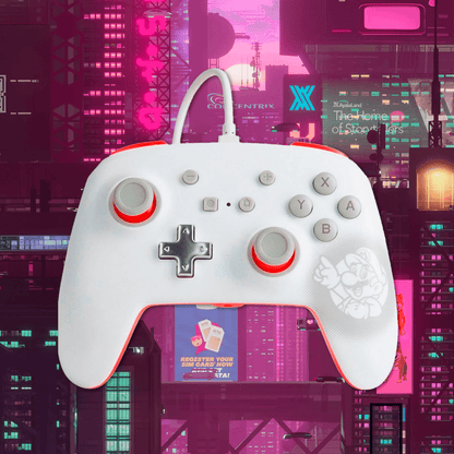Control PowerA con Cable Mario White - Pixeltopia
