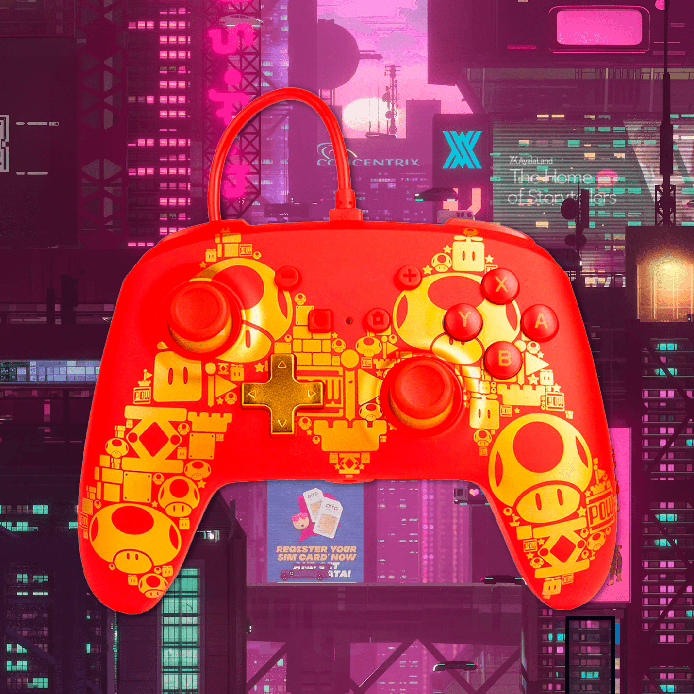 Control PowerA con Cable Mario Gold - Pixeltopia